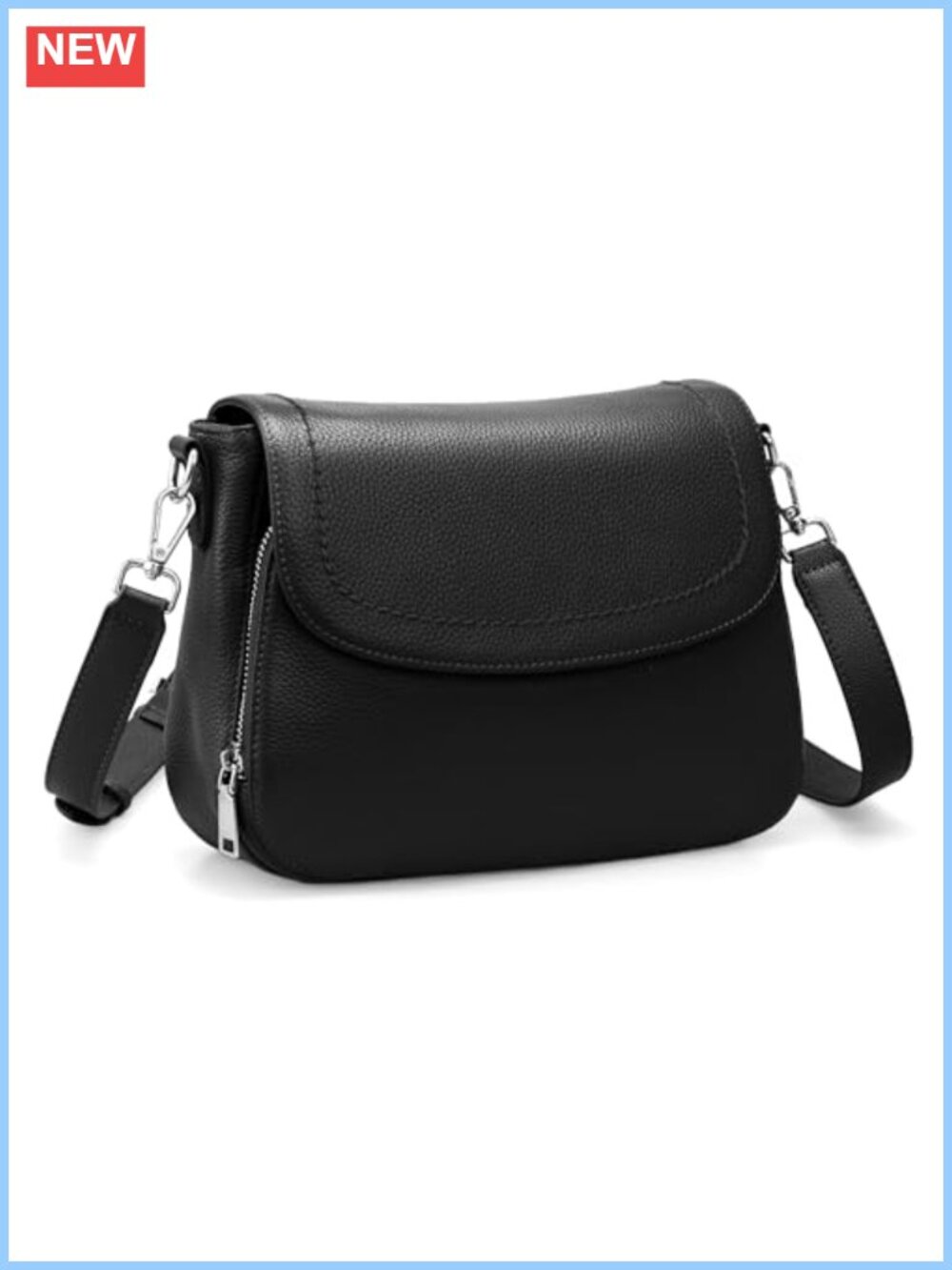 Genuine Pebbled Leather Crossbody Bag RFID Saddle Purse Wallet